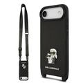 Custoida iPhone Air Karl Lagerfeld Saffiano Crossbody Metal Karl & Choupette - Nera