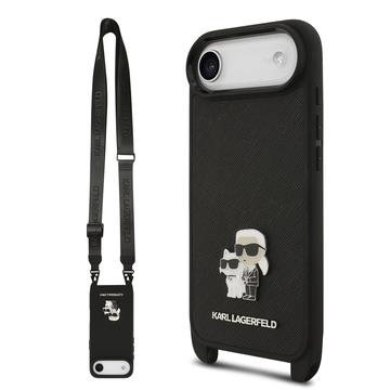 Custoida iPhone Air Karl Lagerfeld Saffiano Crossbody Metal Karl & Choupette - Nera