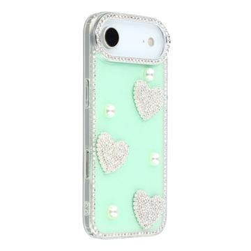 Custodia ibrida iPhone Air Amore scintillante e perla - Verde