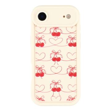 Custodia antiurto in TPU per iPhone Air con bordi rialzati - Bianca / Ciliegie con fiocco