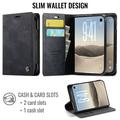 Custodia a portafoglio in pelle di vitello con blocco RFID iPhone Duo Caseme 033 - Nera