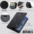 Custodia a portafoglio in pelle di vitello con blocco RFID iPhone Duo Caseme 033 - Nera