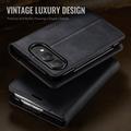 Custodia a portafoglio in pelle di vitello con blocco RFID iPhone Duo Caseme 033 - Nera
