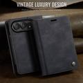 Custodia a portafoglio in pelle di vitello con blocco RFID iPhone Duo Caseme 033 - Nera