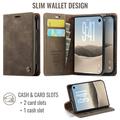 Custodia a portafoglio in pelle di vitello con blocco RFID iPhone Duo Caseme 033 - Caffè