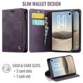 Custodia a portafoglio in pelle di vitello con blocco RFID iPhone Duo Caseme 033 - Viola