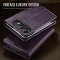 Custodia a portafoglio in pelle di vitello con blocco RFID iPhone Duo Caseme 033 - Viola