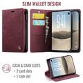 Custodia a portafoglio in pelle di vitello con blocco RFID iPhone Duo Caseme 033 - Rossa
