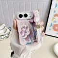 Custodia per iPhone Duo con motivo floreale acquerellato in rilievo e cinturino da polso - Rosa