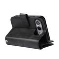 Custodia a portafoglio per iPhone Duo con 8 scomparti per carte e cinturino da polso - Nera