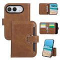 Custodia a portafoglio per iPhone Duo con 8 scomparti per carte e cinturino da polso - Marrone