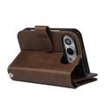 Custodia a portafoglio per iPhone Duo con 8 scomparti per carte e cinturino da polso - Colore caffè