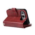 Custodia a portafoglio per iPhone Duo con 8 scomparti per carte e cinturino da polso - Rossa