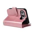 Custodia a portafoglio per iPhone Duo con 8 scomparti per carte e cinturino da polso - Oro rosa