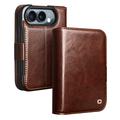 Custodia in pelle a portafoglio iPhone Duo Qialino Classic - Marrone Scuro