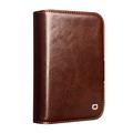Custodia in pelle a portafoglio iPhone Duo Qialino Classic - Marrone Scuro