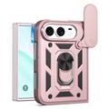 Custodia ibrida con anello rotante e protezione per fotocamera per iPhone Duo - Rosa Oro