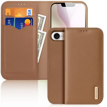 Custodia in Pelle a Portafoglio iPhone 16e Dux Ducis Hivo - Marrone