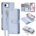 Custodia in pelle a portafoglio con copertura magnetica Dux Ducis Lawa per iPhone 16e/17e - Baby Blu