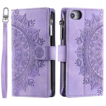 Custodia a portafoglio per iPhone 16e serie Mandala - Viola