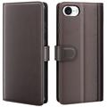 Custodia in pelle a portafoglio per iPhone 16e/17e con cavalletto - Marrone