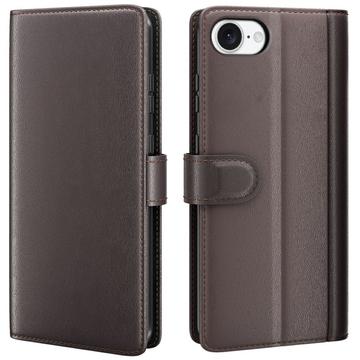 Custodia in pelle a portafoglio per iPhone 16e con cavalletto - Marrone