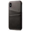 Custodia in Plastica Rivestita KSQ per iPhone X/XS con Tasche per Carte - Nera