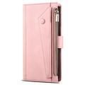 Custodia a portafoglio con cerniera e cinturino da polso Esseble per iPhone X/XS - Rosa