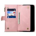 Custodia a portafoglio con cerniera e cinturino da polso Esseble per iPhone X/XS - Rosa
