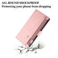 Custodia a portafoglio con cerniera e cinturino da polso Esseble per iPhone X/XS - Rosa