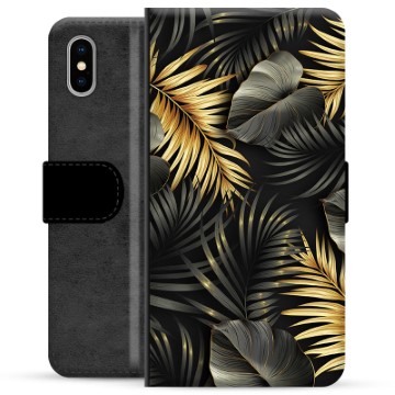 Custodia a Portafoglio Premium per iPhone X / iPhone XS - Foglie d\'oro