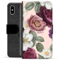 Custodia a Portafoglio Premium per iPhone X / iPhone XS - Fiori Romantici