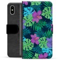 Custodia a Portafoglio Premium per iPhone X / iPhone XS - Fiore Tropicale