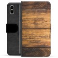 Custodia a Portafoglio Premium per iPhone X / iPhone XS - Legno