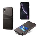 Custodia in Plastica Rivestita KSQ per iPhone XR con Tasche per Carte - Nera