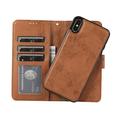 Custodia a portafoglio 2 in 1 in stile vintage per iPhone XS Max con coperchio rimovibile - Marrone