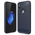 iPhone X / iPhone XS Brushed TPU Case - Carbon Fiber - Dark Blue