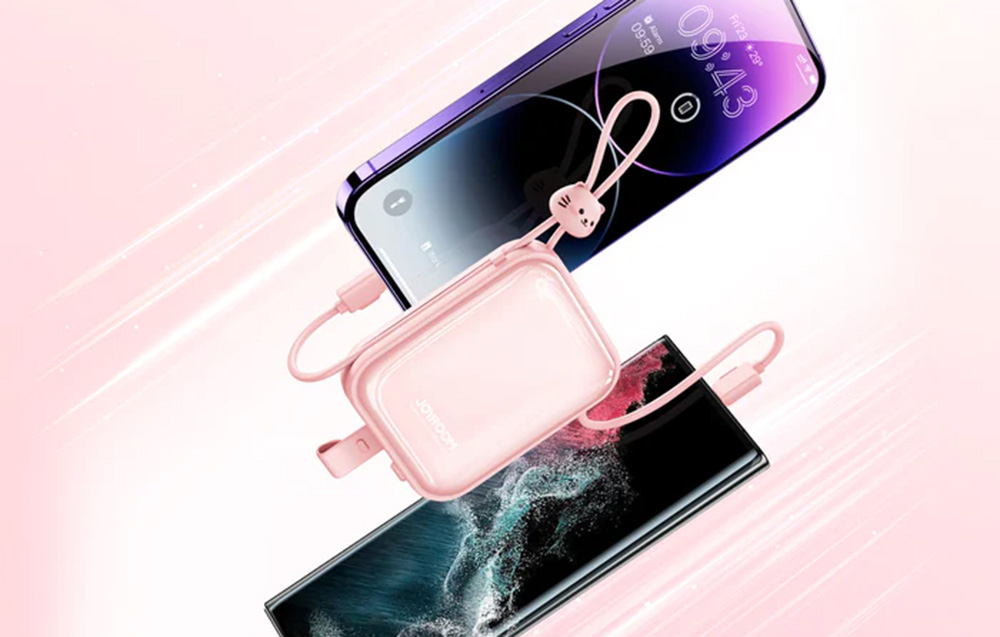 Joyroom JR-L009 Cutie Power Bank da 10000mAh con cavi USB-C e Lightning - 12W - Blu