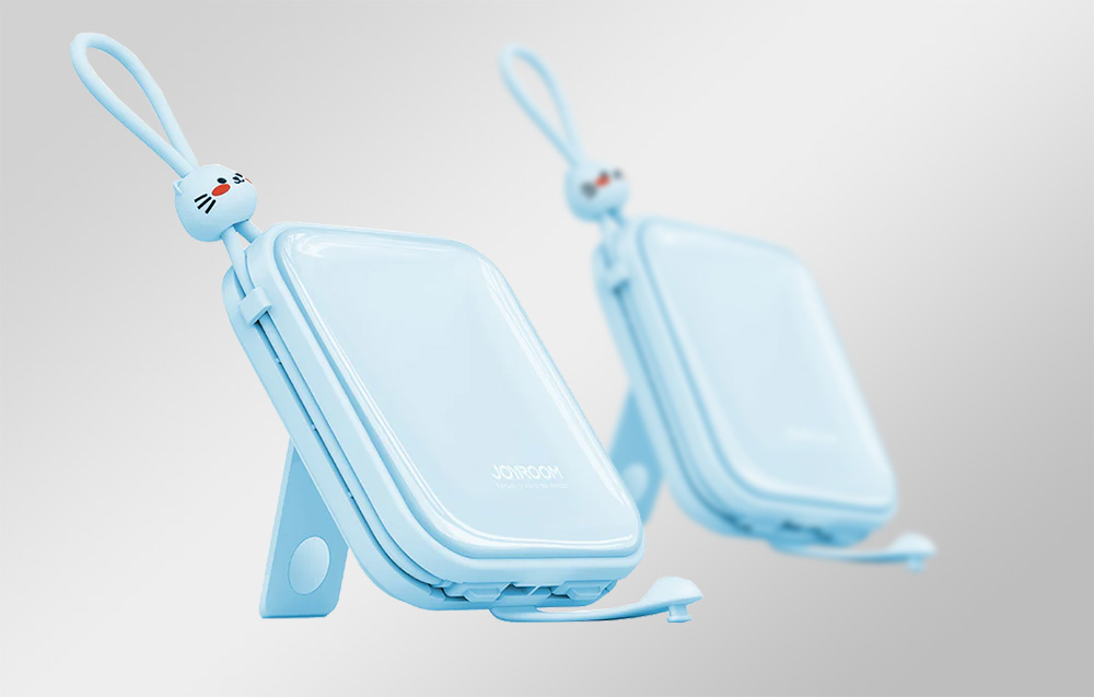Joyroom JR-L008 Cutie Power Bank 10000mAh con cavi USB-C e Lightning - 22.5W - Blu