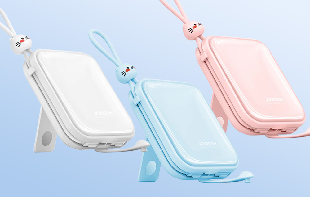 Joyroom JR-L008 Cutie Power Bank 10000mAh con cavi USB-C e Lightning - 22.5W - Blu
