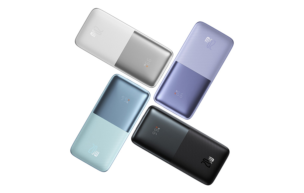 Baseus Bipow Pro Display digitale Ricarica rapida Banca di potenza 10000mAh/20W - 2xUSB, USB-C - Blu