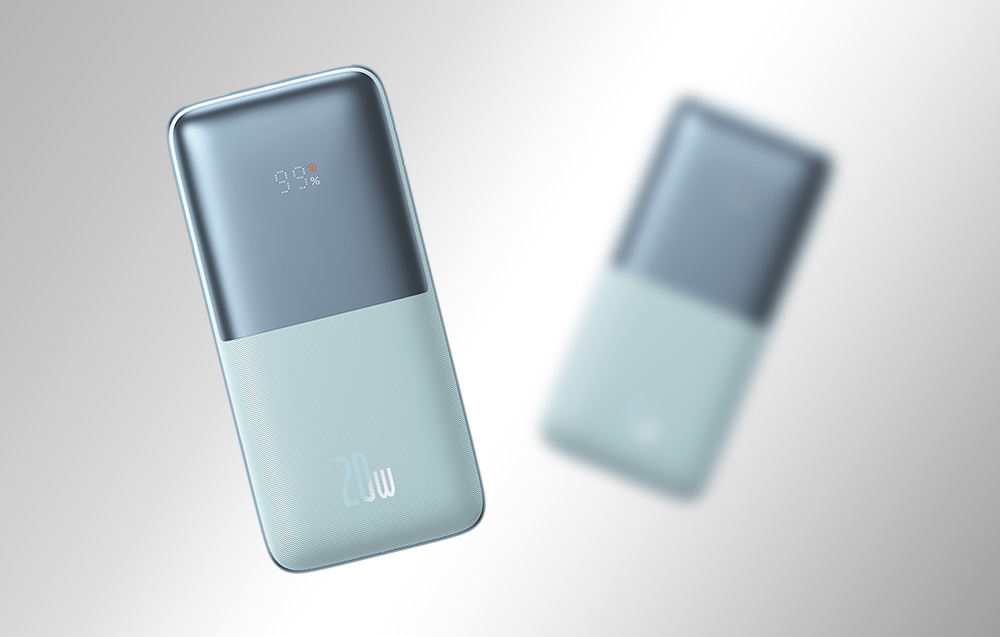 Baseus Bipow Pro Display digitale Ricarica rapida Banca di potenza 10000mAh/20W - 2xUSB, USB-C - Blu