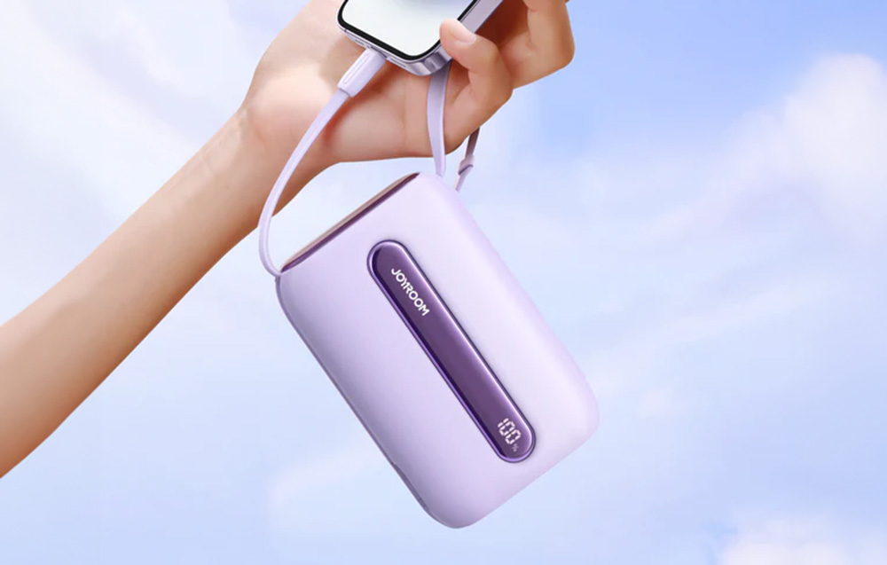 Joyroom JR-L012 Plus 20000mAh Power Bank con cavi USB-C e Lightning - 22.5W - Viola