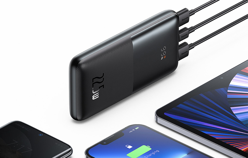 Baseus Bipow Pro Display digitale Ricarica rapida Banca di potenza 10000mAh/22.5W - 2xUSB, USB-C - Nero