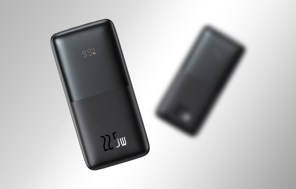 Baseus Bipow Pro Display digitale Ricarica rapida Banca di potenza 10000mAh/22.5W - 2xUSB, USB-C - Nero