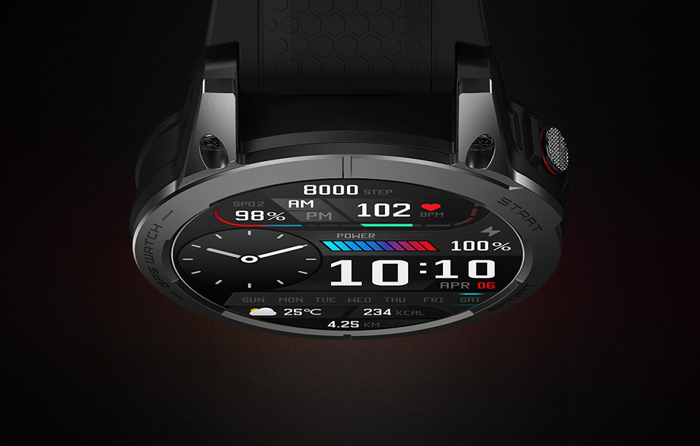 Zeblaze Stratos 3 Smartwatch con GPS, display AMOLED Ultra HD - Nero